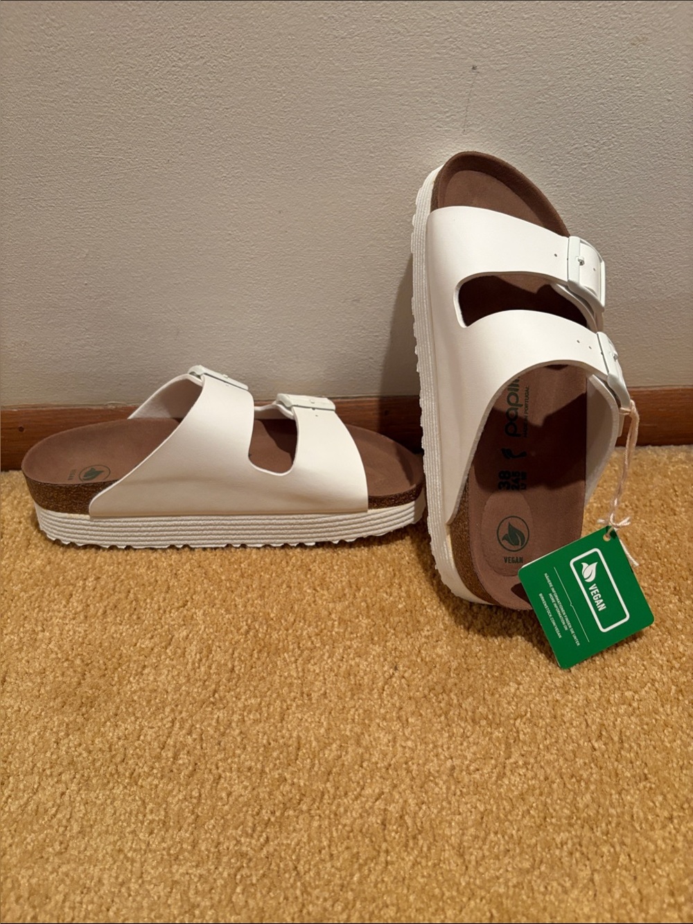 Papillio White Double-Buckle Slide Sandals